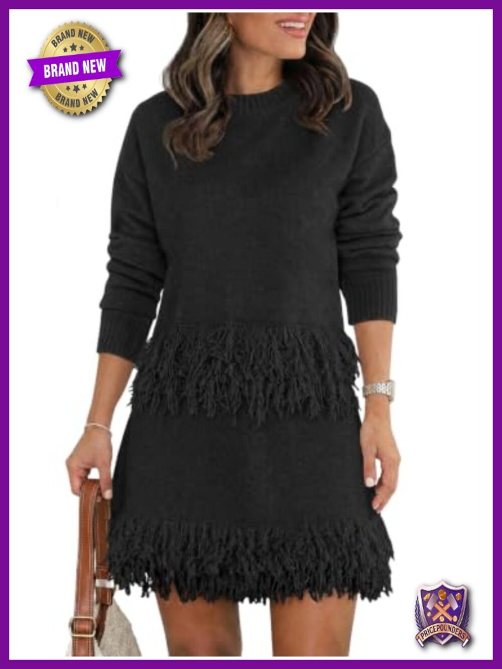 Fringe Knit Sweater & Mini Skirt 2 Piece Set Long Sleeve Casual